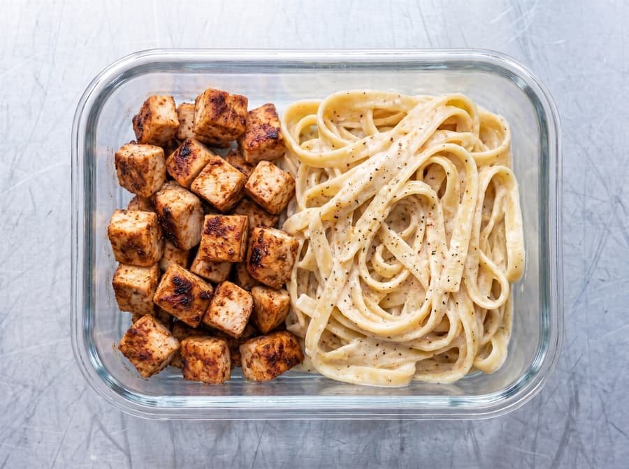 Cajun Chicken Alfredo pasta with blackened chicken in a creamy sauce